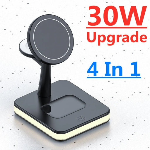 30W 4-in-1 Wireless Charger Lamp - Magnetic Fast Charging Dock for iPhone 12, 13, 14 Pro Max Mini, Apple Watch, AirPods - Perfect for Tech-Savvy Apple Users - Shopsta EU