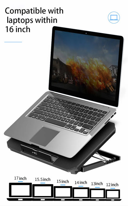Large Cooling Pad for 12-16 inch Laptops — Dual Fans, USB, Adjustable Speed, Quiet