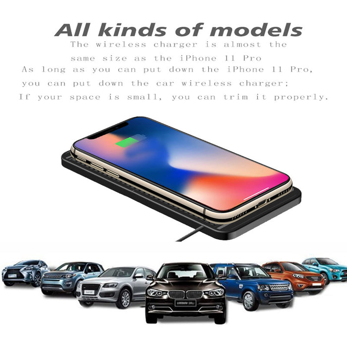 15W Wireless Car Charger Pad – Qi Fast Car Phone Charger for iPhone 11–15 & Android