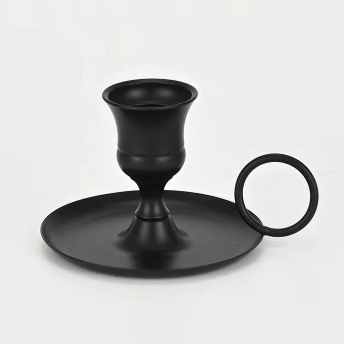 Retro Metal Candle Holder with Handle — European-Style Centrepiece for Dining Table, Weddings & Festive Décor