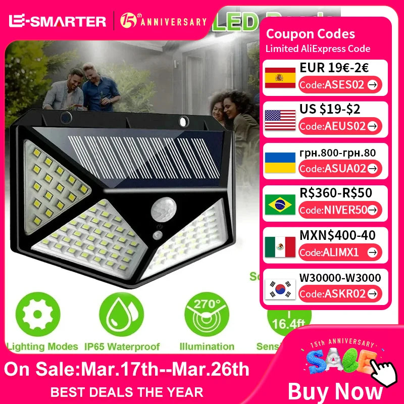Solar LED Light - Multifunctional Sunlight Powered Spotlight, Waterproof, With Motion Sensor - Ideal for Outdoor Garden Decoration