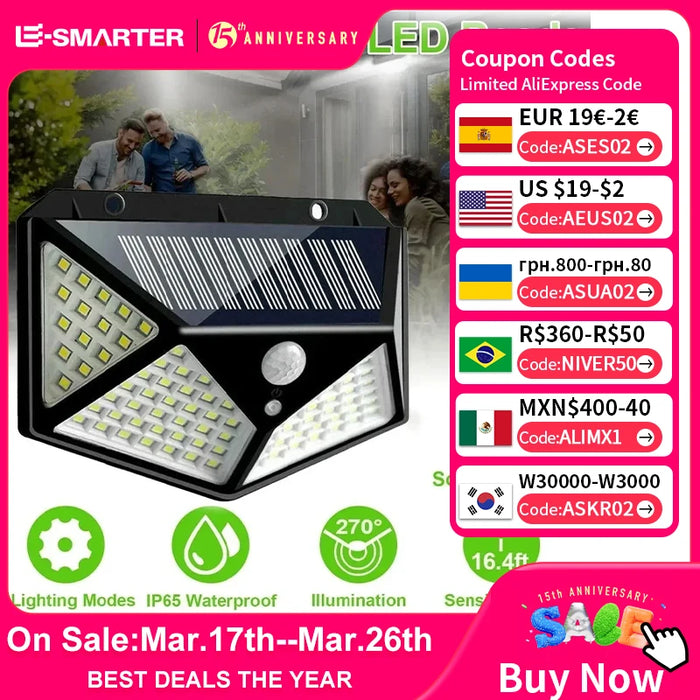 Solar LED Light - Multifunctional Sunlight Powered Spotlight, Waterproof, With Motion Sensor - Ideal for Outdoor Garden Decoration