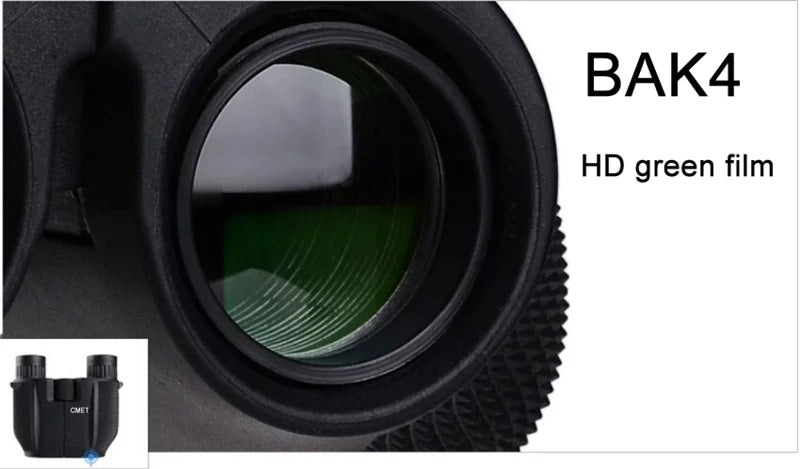 10x25 Folding Compact Binoculars — 10x Magnification, BAK4 Prism, FMC Lens
