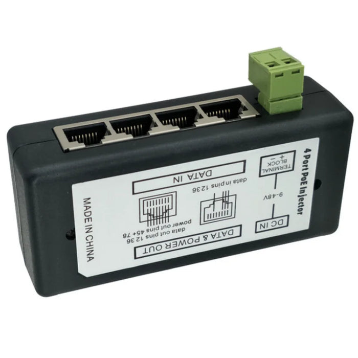 4-Port Passive PoE Injector Module – DC 9–48V for IP Cameras & Access Points