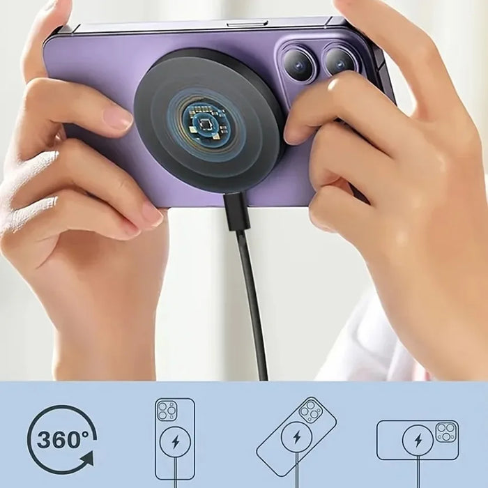 Magnetic Wireless Charger Pad for iPhone 12–17 & AirPods Pro — 15W MagSafe‑style