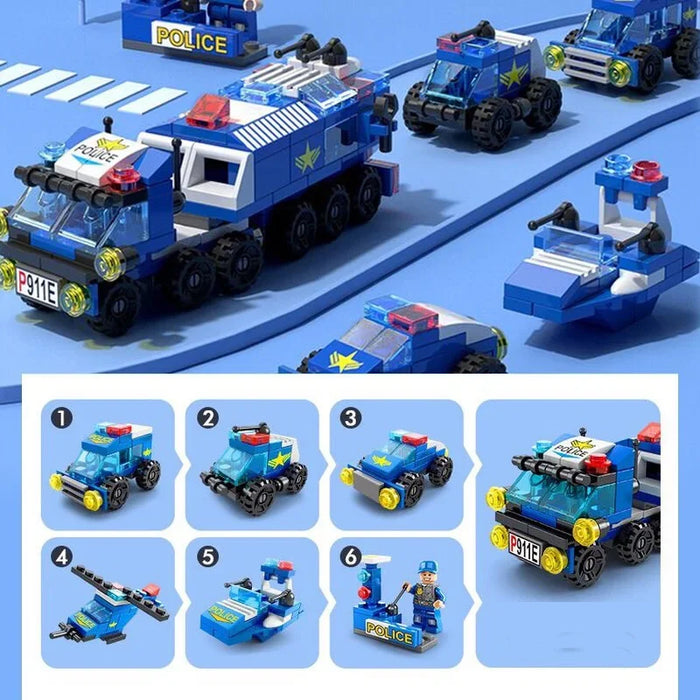 147-piece 6-in-1 City Police Building Block Set (monkey man) – Small bricks for ages 6-12