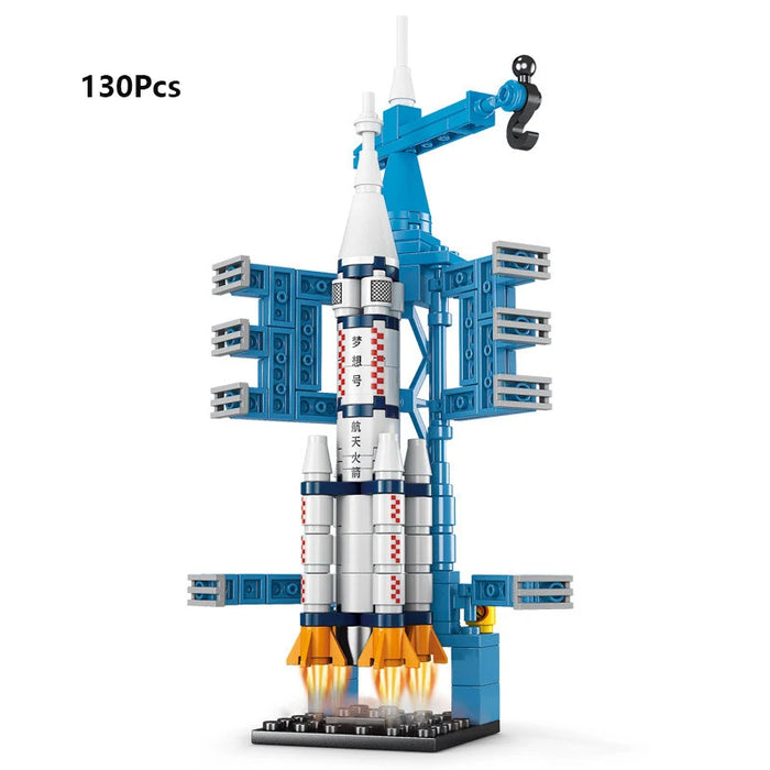 107-Piece DIY Space Rocket & Spaceship Building Set — Launch Centre Model (Plastic Bricks)