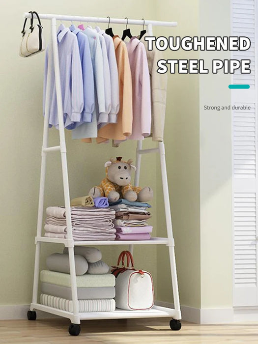 Folding Triangular Rack Floor-Mounted Folding Clothes Rack — Triangular Double-Rail Hanger ...