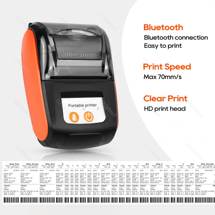 58mm Mini Thermal Receipt Printer – Bluetooth & USB, Mobile POS for Android/iOS/Windows