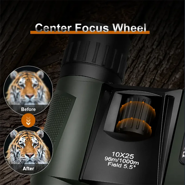 10x25 Compact Folding Binoculars — Lightweight Pocket Travel Binoculars for Adults & Kids