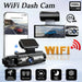 1080P Wi‑Fi Dual Dash Cam — Front & Interior, Night Vision, Loop Recording