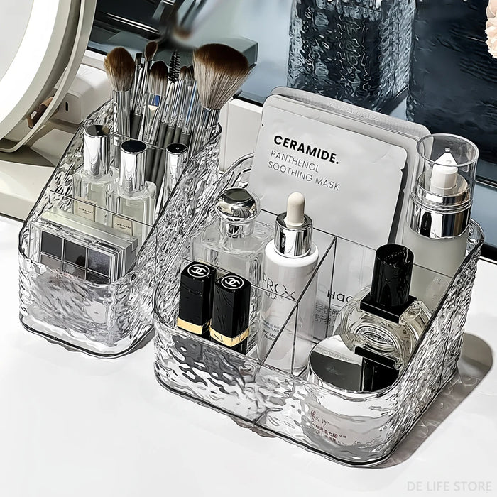 Clear Cosmetic Storage Box – Vanity Makeup & Skincare Organiser (3 / 4 / 5 Grid)
