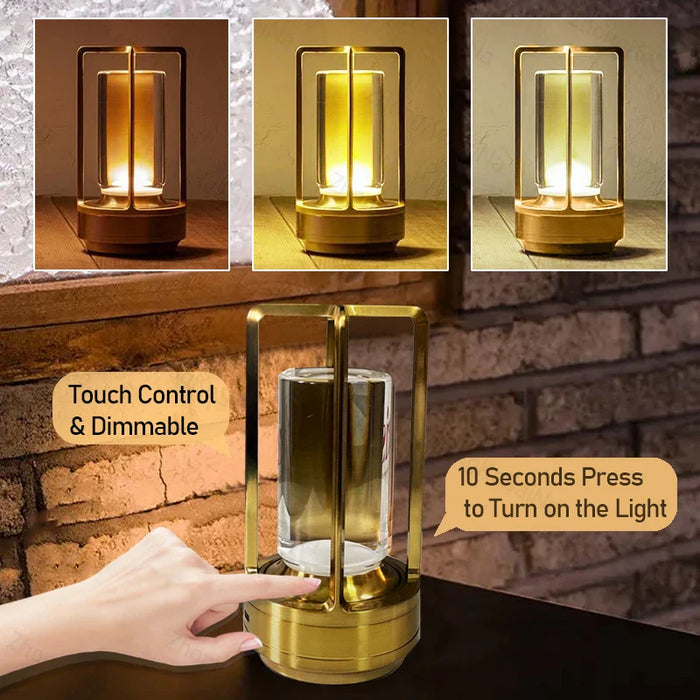 Moderno abajur nórdico de mesa e mesa de metal sem fio - sem fio, recarregável, LED com controle de toque e recurso de escurecimento, adequado para quarto, casa, exterior - luz noturna ideal para uso em restaurantes e residências