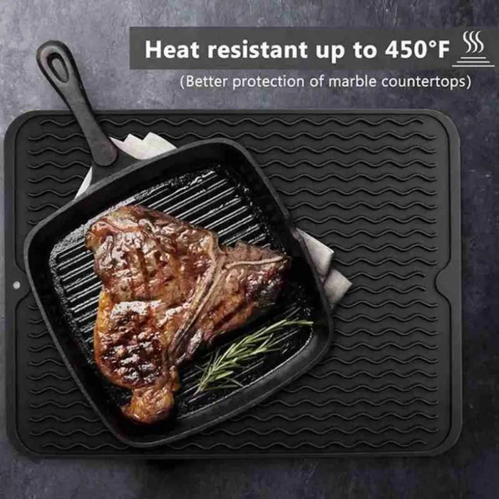 Foldable Silicone Drying Mat — Heat-resistant, Anti-slip Kitchen Drain Mat