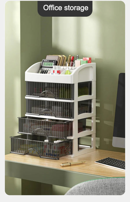 PP 5-Layer Drawer Makeup Storage Box – Multi-layer Cosmetic Organiser (White / Pink)