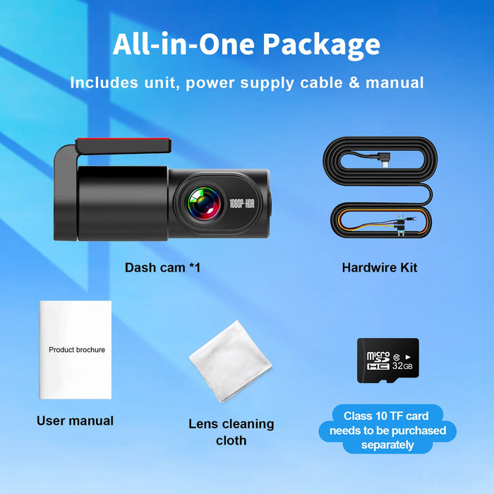 1080p WiFi Dash Cam — Night Vision, 120° Wide Angle & 24H Parking Mode