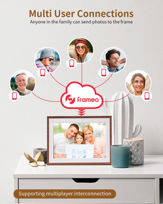 10.1-inch Wi‑Fi Digital Photo Frame — 1280×800 HD Touchscreen, 32GB, Wall‑mountable