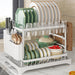 Stainless Steel 2-Tier Dish Rack — Hygienic Residue-Free Drying, Compact Kitchen Organiser