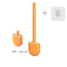 Wall-mounted Silicone Toilet Brush & Holder — Long Non-slip Handle, Ventilated Case, No-drill Fit