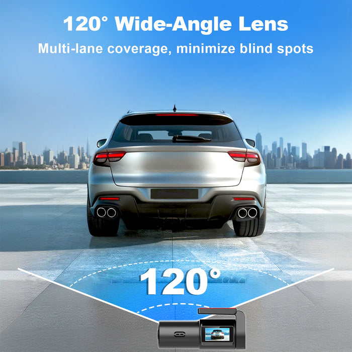 1080p WiFi Dash Cam — Night Vision, 120° Wide Angle & 24H Parking Mode