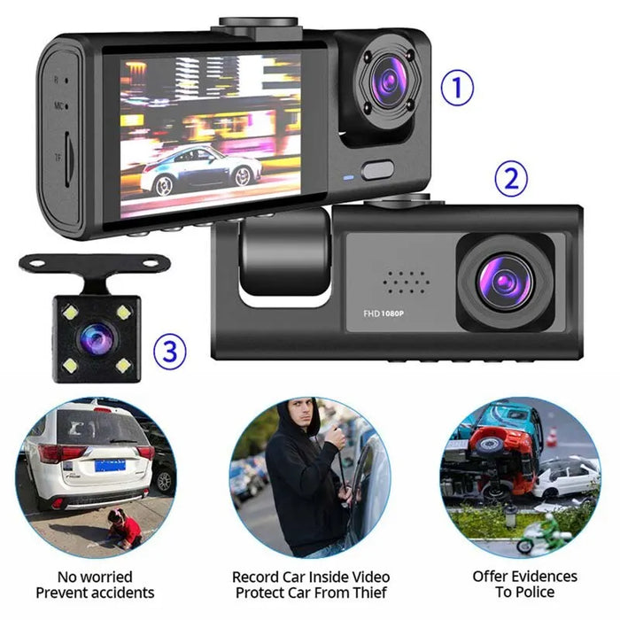 1080P Dual Camera Dash Cam — Front & Interior (2‑ or 3‑camera options)
