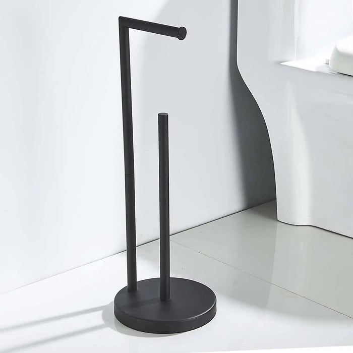 Stainless Steel Freestanding Toilet Roll Holder, Black – Standing Holder with 4‑Roll Storage