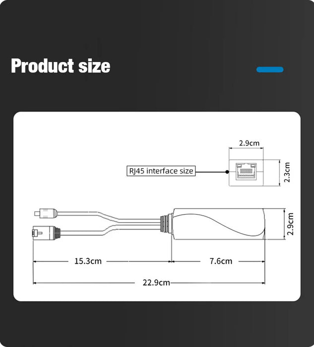 PoE Splitter 48V to 12V DC 1.2A for IP CCTV Cameras – 100 metres