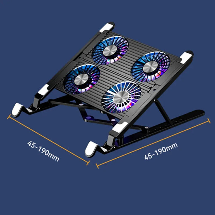 Foldable Laptop Cooling Pad — Adjustable Stand for 13–17.3-inch, 4 Fans