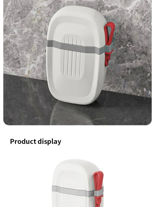 Portable Sealed Soap Box – Waterproof Travel Soap Dish with Draining Design, White 8×5×11cm