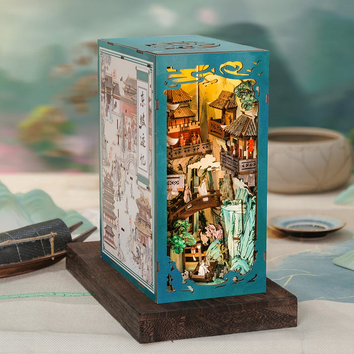 Antiquity Book Nook Dollhouse Kit – Su Dongpo's Life with Touch Light & Dust Cover