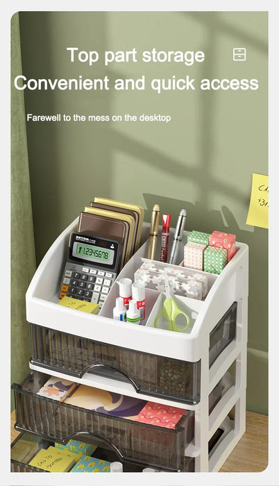 PP 5-Layer Drawer Makeup Storage Box – Multi-layer Cosmetic Organiser (White / Pink)