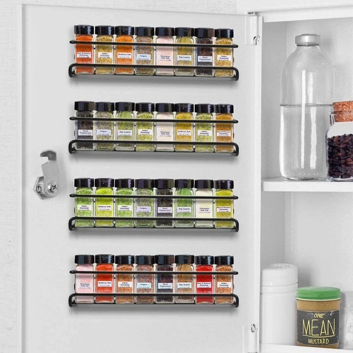 2 or 4‑Pack Spice Jar Rack – Kitchen Cupboard Door & Wall Organiser