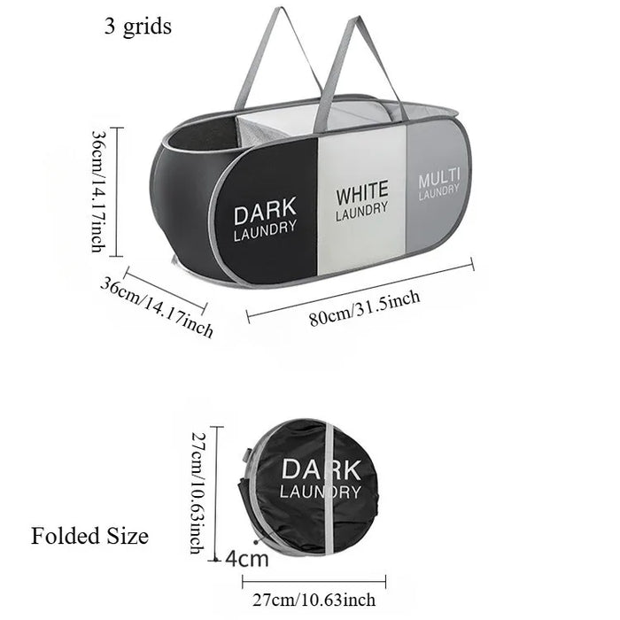 Large Foldable Laundry Hamper with Handles — Fabric Sorting Basket, Collapsible Organiser
