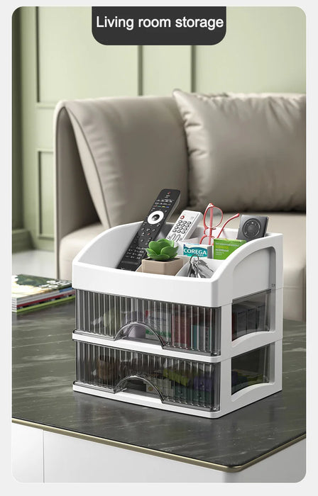 PP 5-Layer Drawer Makeup Storage Box – Multi-layer Cosmetic Organiser (White / Pink)