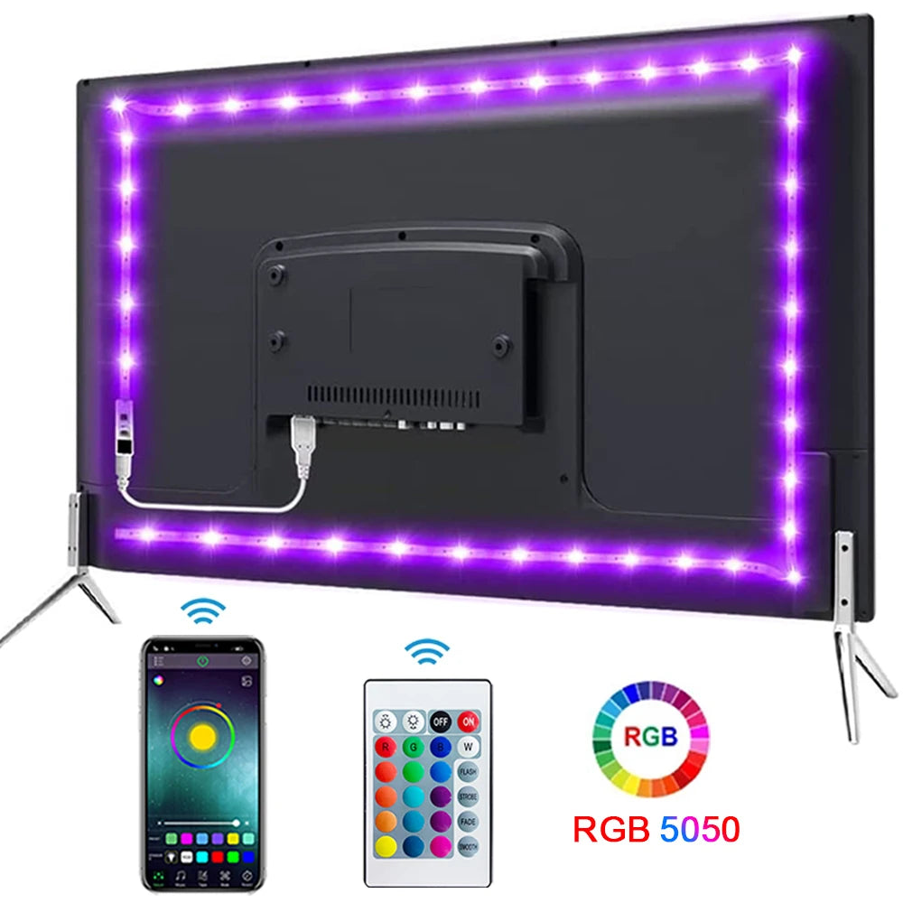 LED pásek 5050 SMD 5V Model - Pásková Bluetooth USB flexibilní lampa s lepicí zadní stranou - Perfektní osvětlení pro TV a desktop