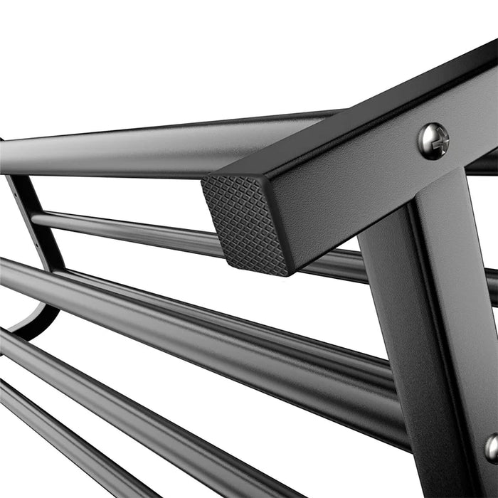 Double-Rail Standing Clothes Rack with Shoe Shelf – Metal Rail for Bedroom & Living Room