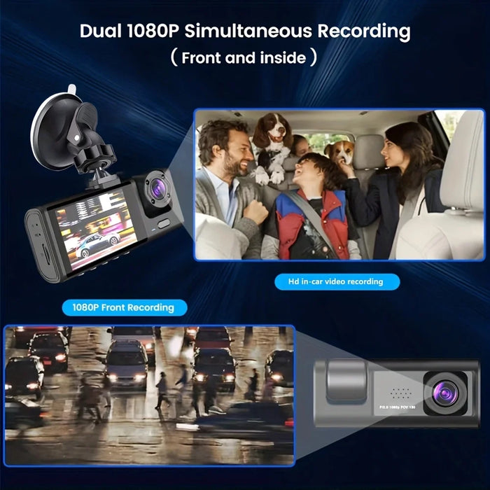 1080P Dual Dash Cam — Front and Interior with IR Night Vision