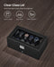 2-Tier Watch Box with Glass Lid — Holds 12 Watches, Lockable Drawer