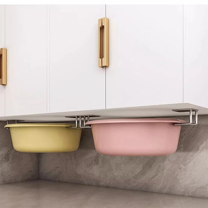 Stainless Steel Non-Perforated Kitchen Rack — Wall-Mounted Pot Lid & Cutting Board Holder