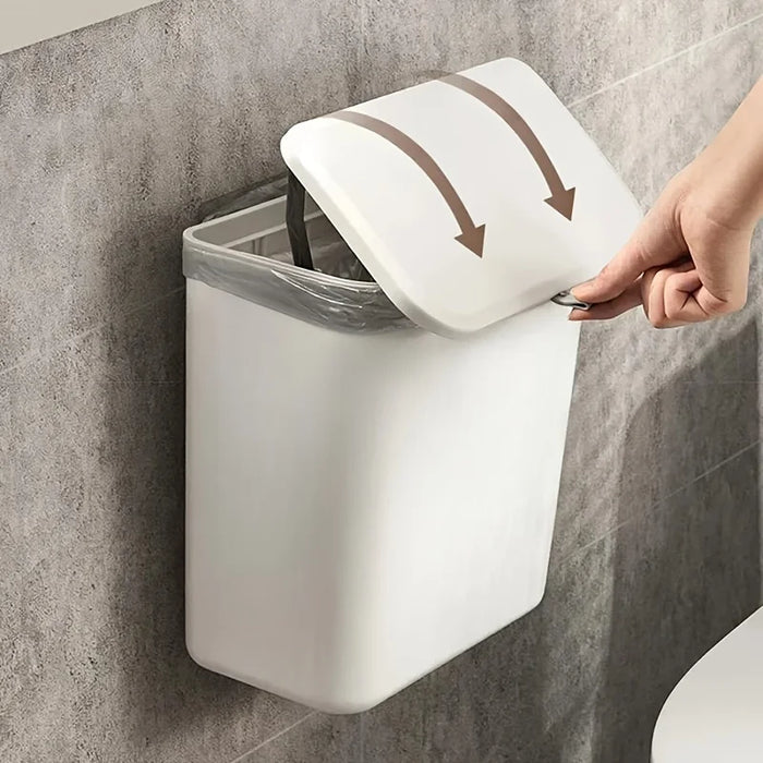 Space-Saving Wall-Mounted Kitchen Bin — Durable Plastic, White or Yellow
