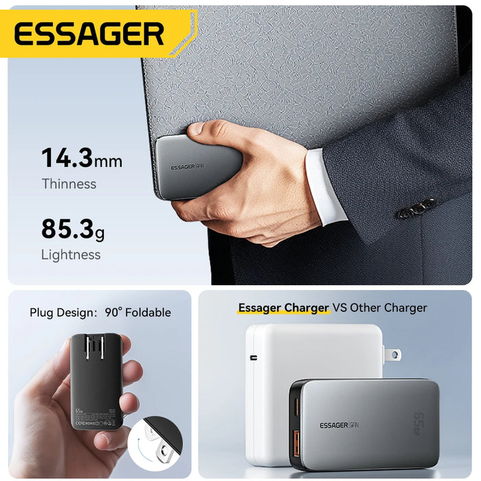 65W GaN Ultra-Thin Travel Charger — PD 3.0, PPS & QC 4.0 USB-C