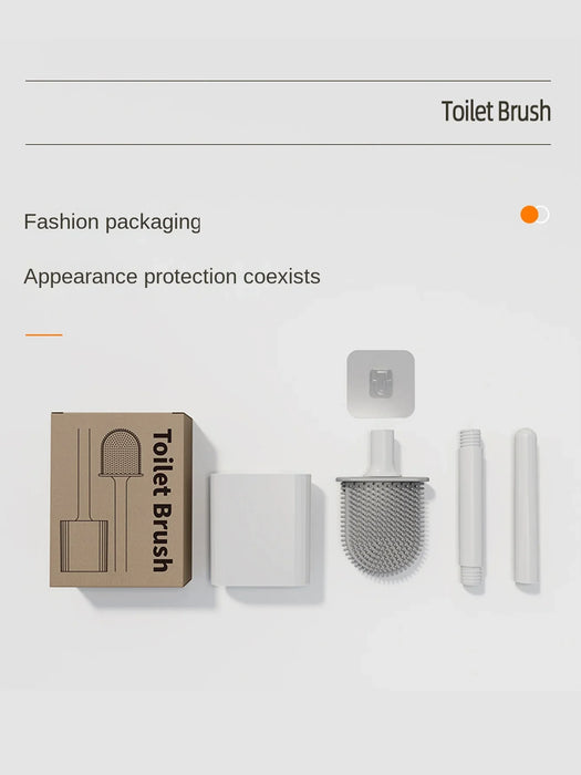Mini Silicone Toilet Brush Set — Wall‑Mounted or Free‑Standing, Soft Silicone Brush