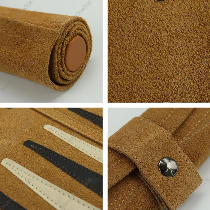 Portable Roll-Up Chess & Backgammon Set with Suede Case and Black & White Pieces