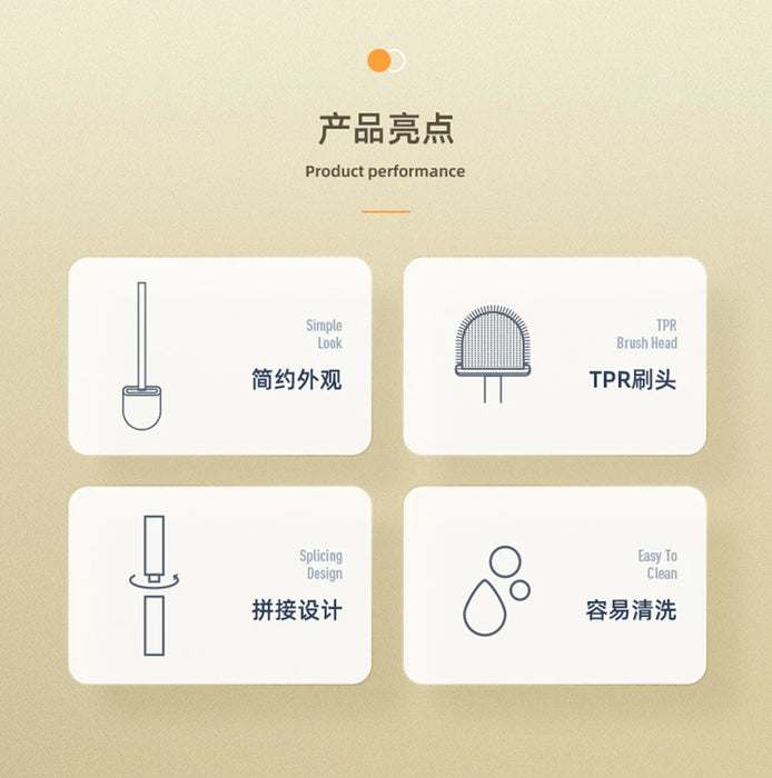 Silicone Toilet Brush with Quick‑Dry Base, Flexible Flat Head and Non‑Slip Handle