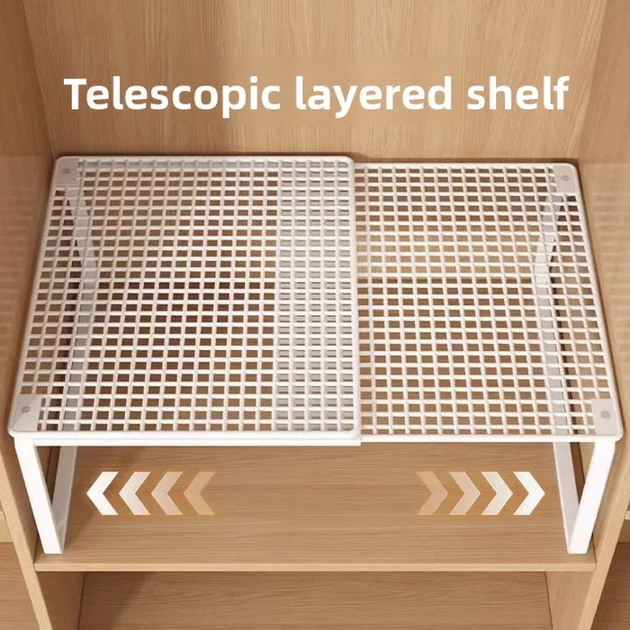Adjustable Wardrobe Layered Shelves — Retractable Storage Rack for Closet, Cabinet and Shoe Organisation