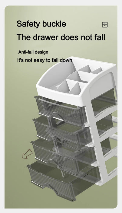 PP 5-Layer Drawer Makeup Storage Box – Multi-layer Cosmetic Organiser (White / Pink)