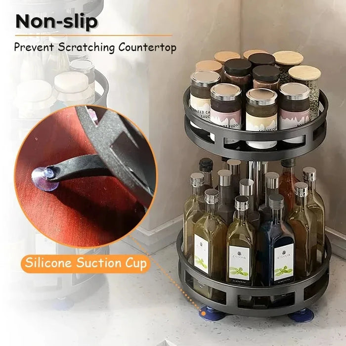 Rotating Kitchen Organiser — 360° Stainless Steel Turntable, 1/2/3-Tier (10-inch)