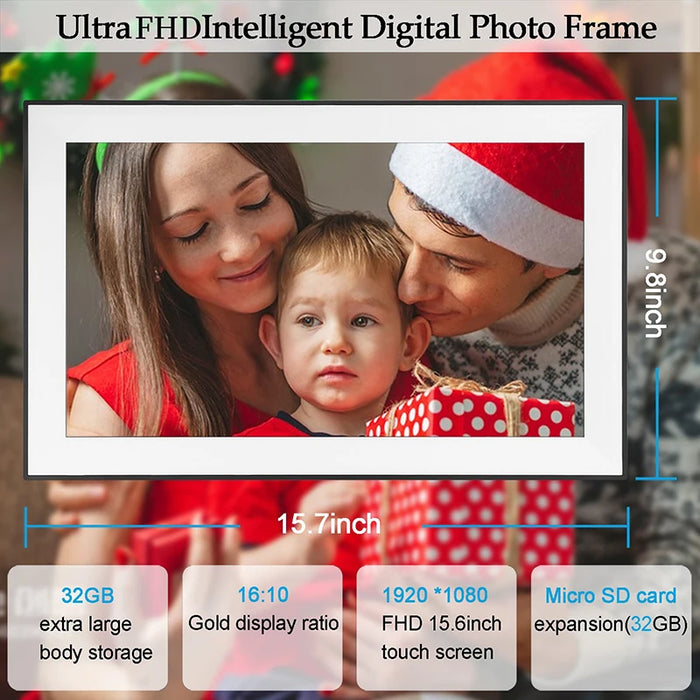 15.6-inch Digital Photo Frame 32GB IPS Touchscreen 1920x1080 Wi‑Fi Video Playback