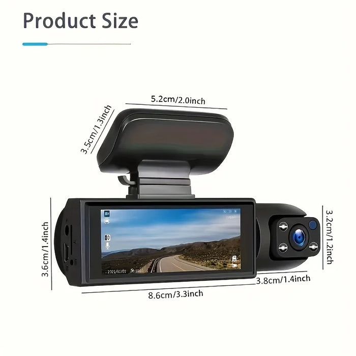 1080p Dual‑Lens Dash Cam with Wi‑Fi — Front & Cabin, Night Vision, Loop Recording