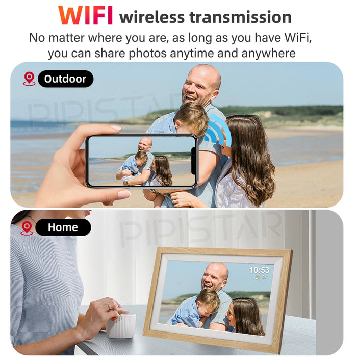 10.1-inch Wi‑Fi Digital Photo Frame — 1280×800 IPS Touchscreen, Frameo App